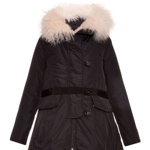 NWT Authentic Vicomte Moncler Tibet Lamb Shearling Parka Black